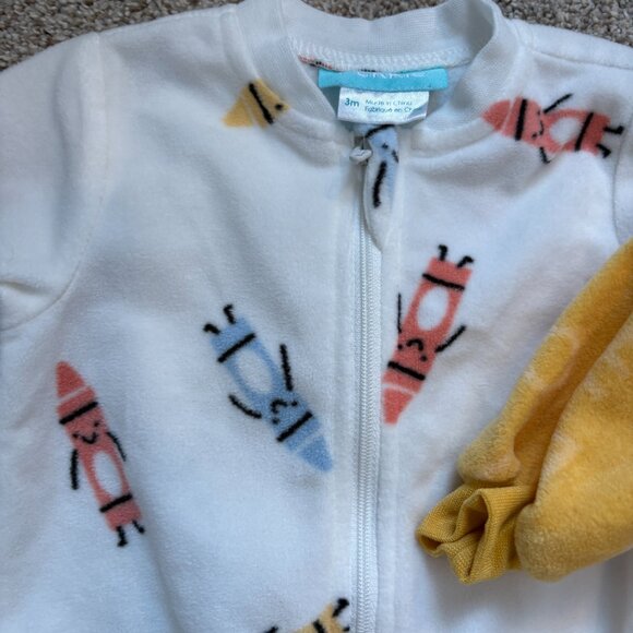 Pekkle Baby Fleece Footed Sleepers Crayons Crayola 3 months Unisex Colourful - Picture 4 of 9